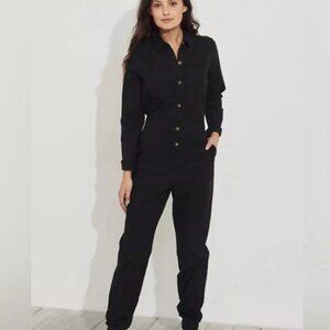 Hollister Green Collared Button Up Long Sleeve Utility Jumpsuit Size Small